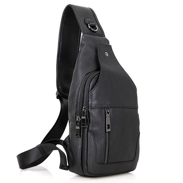 Bolso Bandolera Vintage Minimalista De Cuero Genuino Para Hombre Bolso De Pecho De Negocios De Ocio Bolso De Fin De Semana