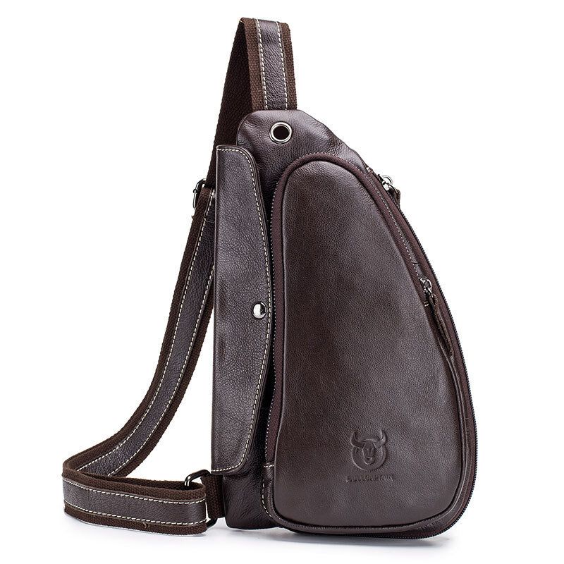 Bolso De Pecho Bullcaptain Para Hombre Bolso Bandolera De Cuero Genuino Bolso Bandolera Sólido