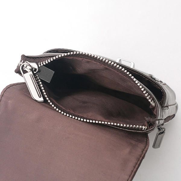 Hombres De Cuero Genuino Sólido 5.5 6 7 Pulgadas Bolsa De Teléfono Bolsa De Cintura