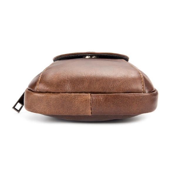 Hombres De Cuero Genuino Vintage Minimalista Moda 6 Pulgadas Bolsa De Teléfono Bolso De Cintura Bolso Bandolera