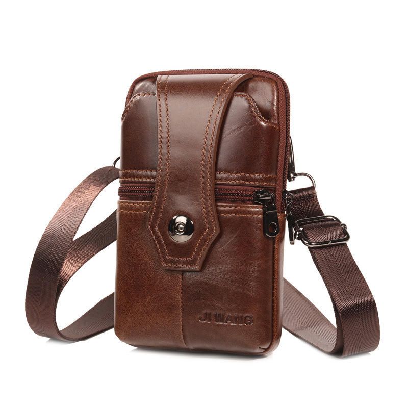 Monedero Multifunción Para Teléfono De Piel De Vaca Bolso Bandolera Vintage Bolso De Cintura Con Cera De Aceite Para Hombres