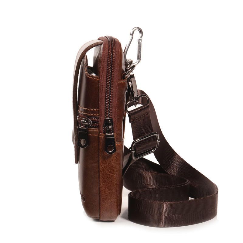 Monedero Multifunción Para Teléfono De Piel De Vaca Bolso Bandolera Vintage Bolso De Cintura Con Cera De Aceite Para Hombres