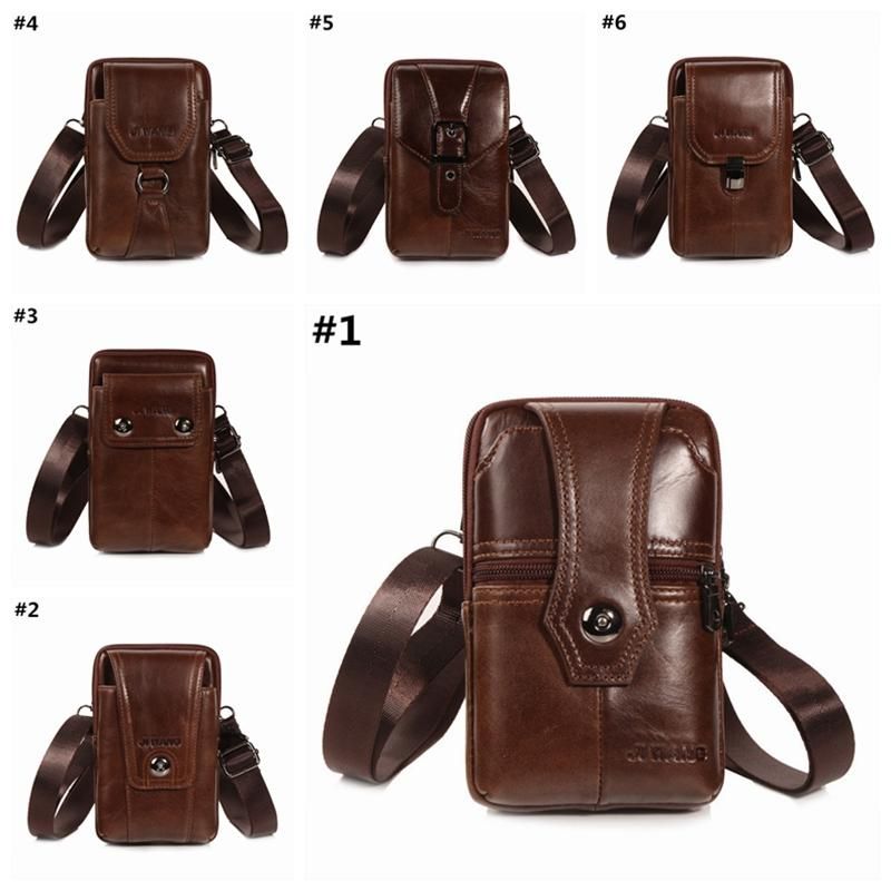 Monedero Multifunción Para Teléfono De Piel De Vaca Bolso Bandolera Vintage Bolso De Cintura Con Cera De Aceite Para Hombres