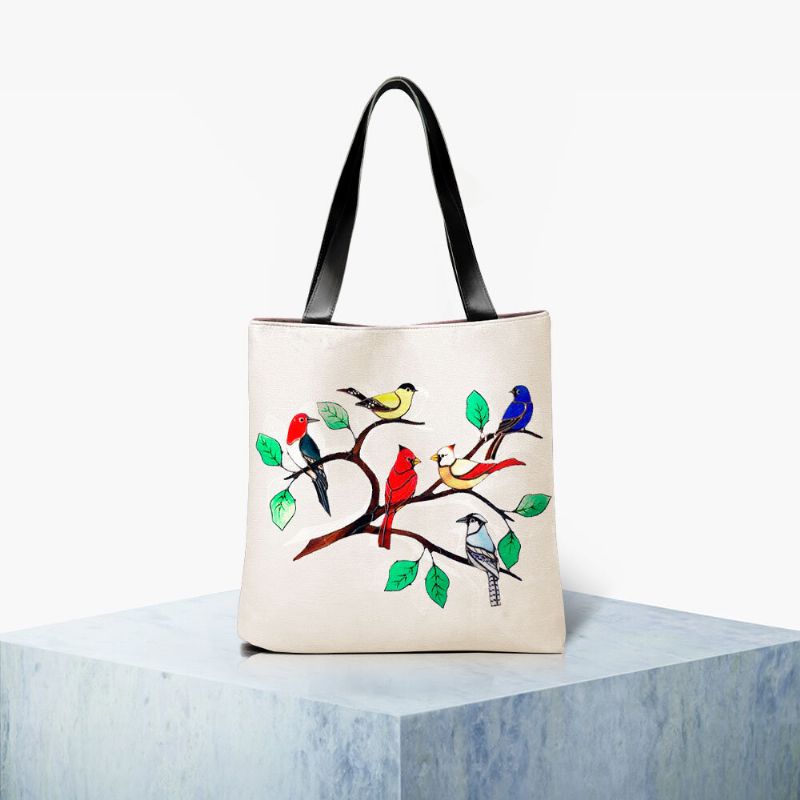 Bolso De Hombro Ligero Impermeable Con Estampado De Pájaros Manchados Para Mujer Bolsos Cruzados Bolso De Mano