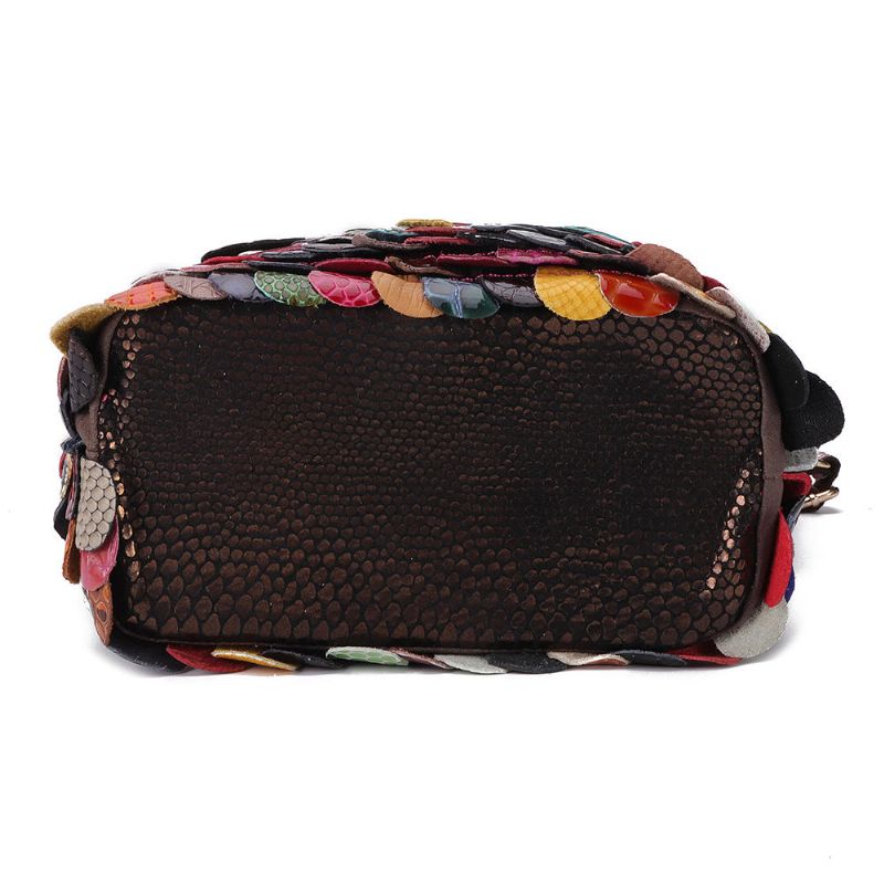 Bolso De Mano De Cuero Genuino Floral Bohemio Para Mujer Bolsos Cruzados Brillantes