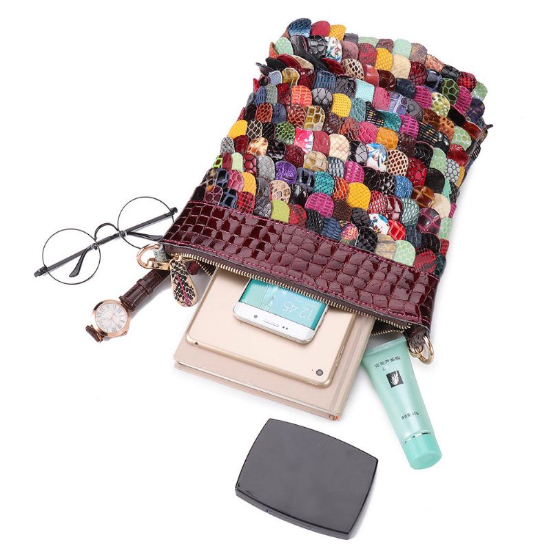 Bolso De Mano De Cuero Genuino Floral Bohemio Para Mujer Bolsos Cruzados Brillantes
