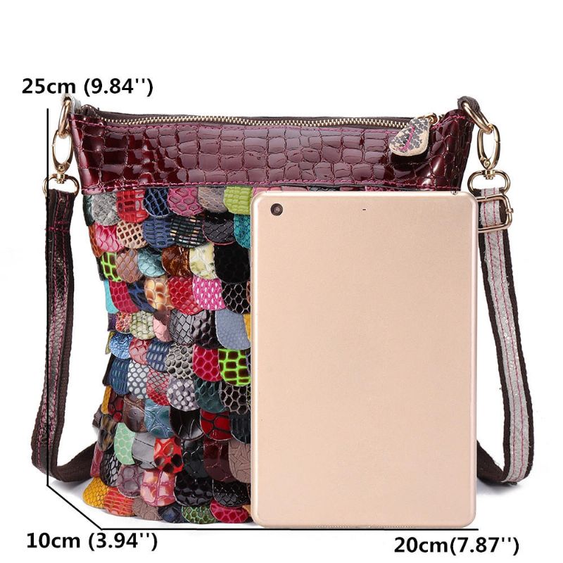 Bolso De Mano De Cuero Genuino Floral Bohemio Para Mujer Bolsos Cruzados Brillantes