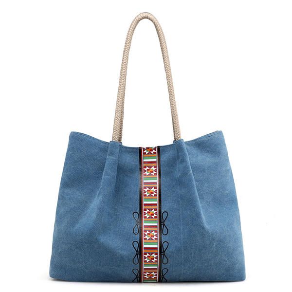Bolso De Mano De Gran Capacidad Vintage Elegante Retro Informal De Lona Duradera Para Mujer