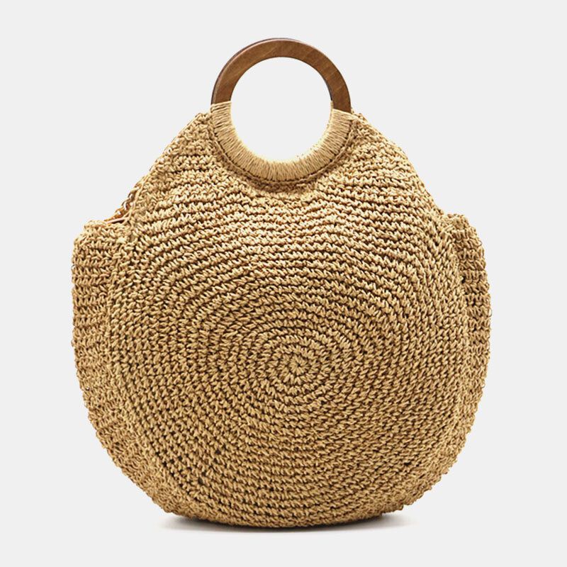 Mujeres Viajes Verano Playa Bolso De Paja De Gran Capacidad Bolso De Hombro