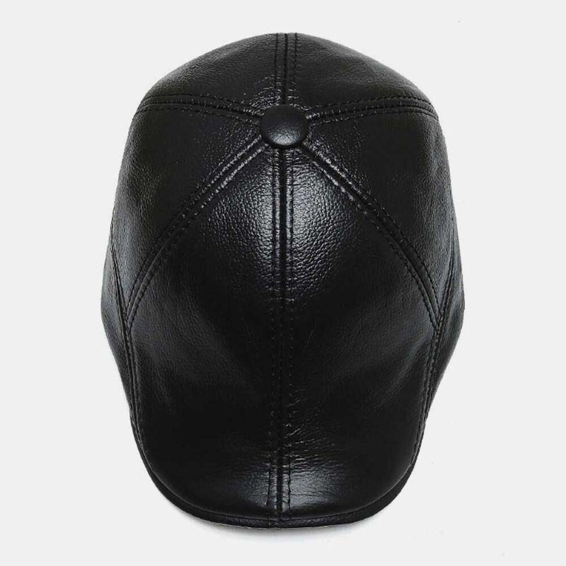 Almohadillas Para Los Oídos De Cuero Genuino Para Hombres Protección Para Los Oídos Warm Plus Thicken Forward Hat Beret Hat