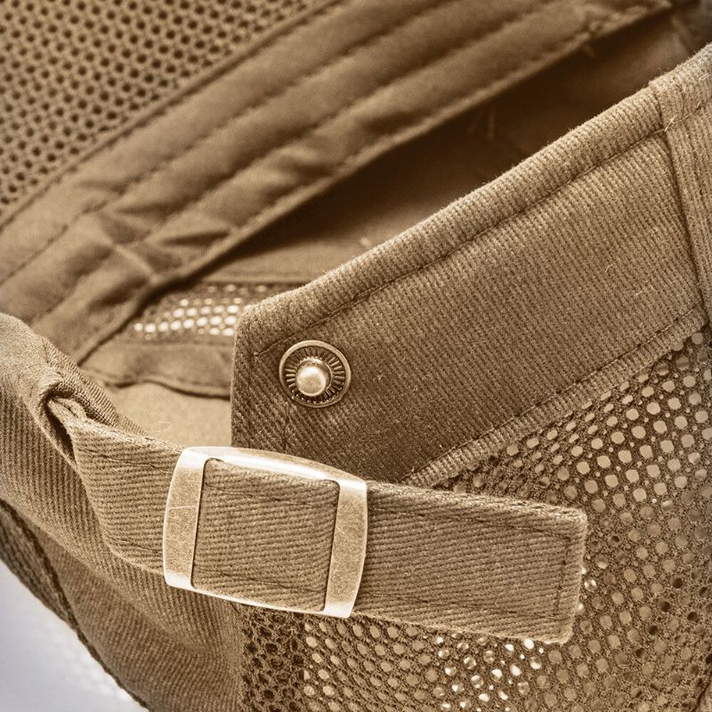 Collrown Hombres Algodón Metal Insignia Malla Transpirable Casual Exterior Sombrilla Adelante Sombrero Plano Sombrero Boina