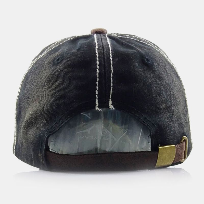 Gorra De Béisbol Con Sombrilla Deportiva Informal Ajustable Patchwork Bordado De Letras De Algodón Hecho Viejo Para Hombres
