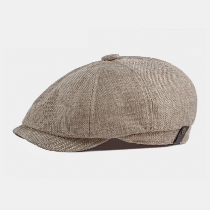 Hombres Estilo Británico Casual Color Sólido Exterior Transpirable Visera Octagonal Sombrero Adelante Sombrero Boina