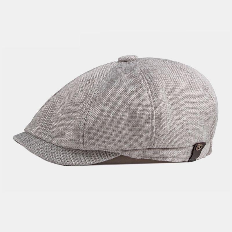 Hombres Estilo Británico Casual Color Sólido Exterior Transpirable Visera Octagonal Sombrero Adelante Sombrero Boina