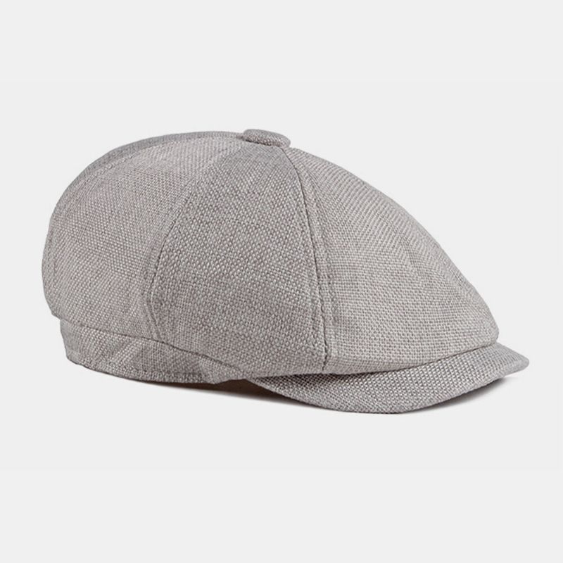 Hombres Estilo Británico Casual Color Sólido Exterior Transpirable Visera Octagonal Sombrero Adelante Sombrero Boina