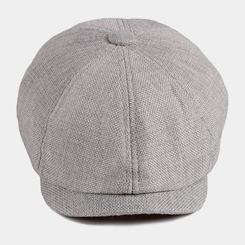 Hombres Estilo Británico Casual Color Sólido Exterior Transpirable Visera Octagonal Sombrero Adelante Sombrero Boina