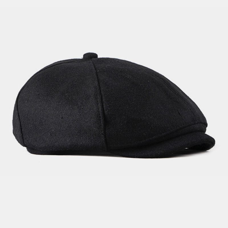 Hombres Fieltro Retro Estilo Británico Casual Diario Etiqueta De Metal Sombrero De Pintor Sombrero De Vendedor De Periódicos Sombrero Octogonal Sombrero De Boina