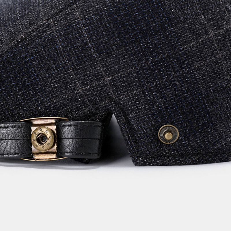 Hombres Patrón De Celosía De Lana Retro Moda Casual Sombrero Delantero Ajustable Sombrero De Boina