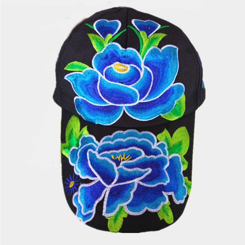 Mujeres Flor Bordado Protector Solar Sombrero Para El Sol Sombrero De Pato Gorra De Béisbol