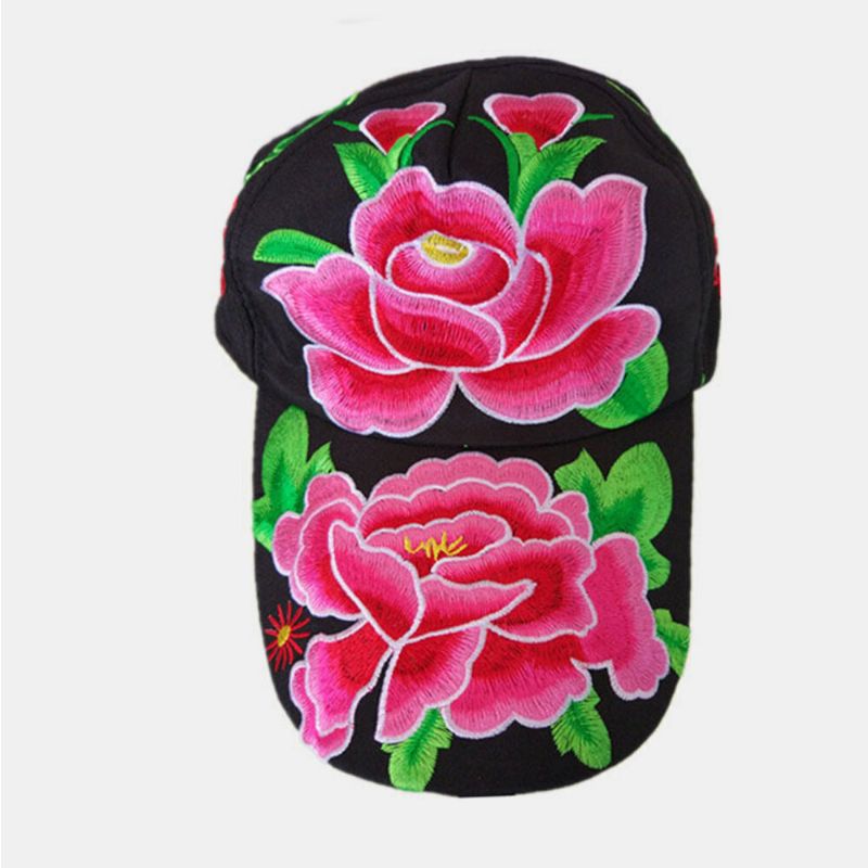 Mujeres Flor Bordado Protector Solar Sombrero Para El Sol Sombrero De Pato Gorra De Béisbol