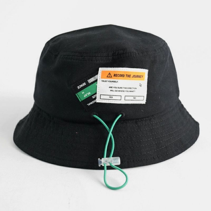 Unisex Algodón Cordón Patrón De Letras Etiqueta Color Sólido Moda Sombrero De Cubo