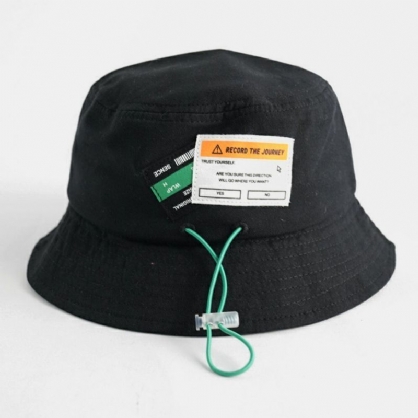 Unisex Algodón Cordón Patrón De Letras Etiqueta Color Sólido Moda Sombrero De Cubo