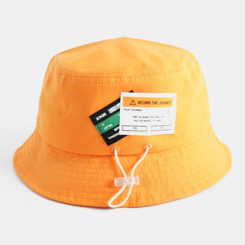 Unisex Algodón Cordón Patrón De Letras Etiqueta Color Sólido Moda Sombrero De Cubo