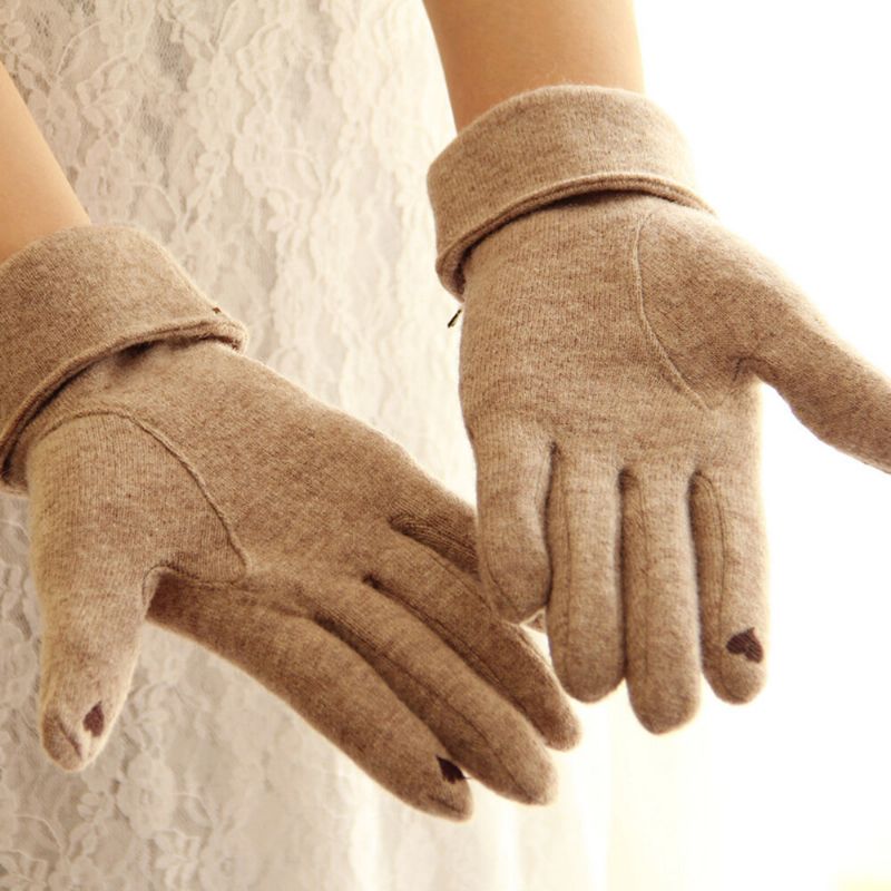 Mujeres Lana Pantalla Táctil Bordado Línea Punteada Bowknot Mantener Abrigado Moda Casual Guantes