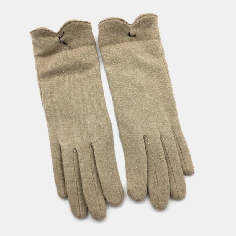 Mujeres Lana Pantalla Táctil Bordado Línea Punteada Bowknot Mantener Abrigado Moda Casual Guantes