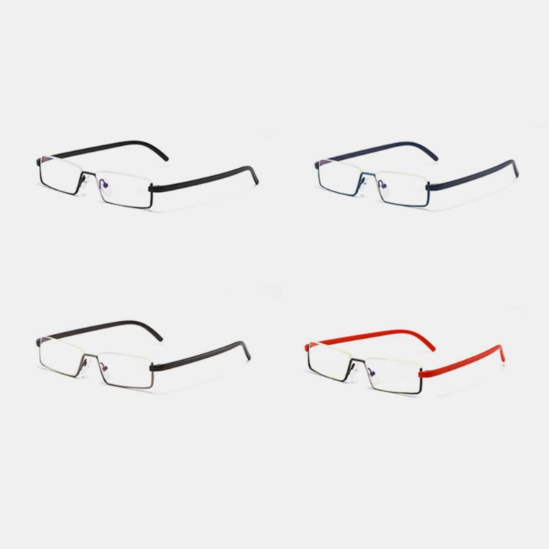 Gafas De Lectura Con Luz Hd Para Colgar De Media Montura De Metal Ligero Anti-azul Unisex Gafas De Presbicia Con Caja