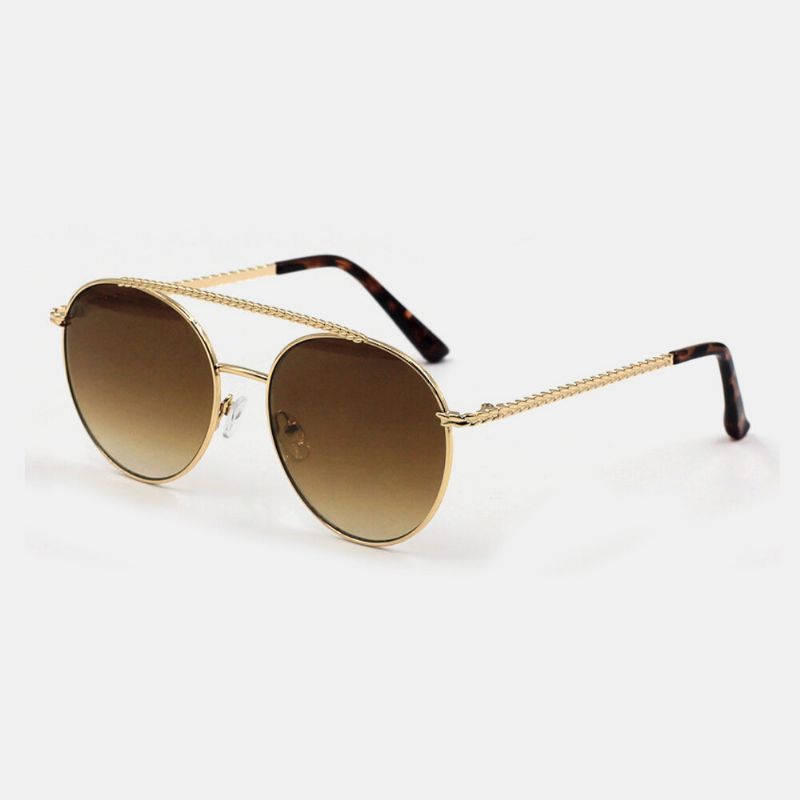 Gafas De Sol De Protección Uv Informales De Moda De Montura Completa De Metal Con Círculo Positivo Unisex