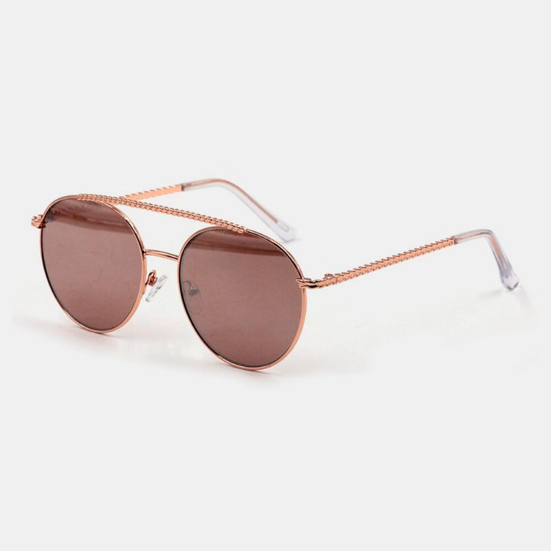 Gafas De Sol De Protección Uv Informales De Moda De Montura Completa De Metal Con Círculo Positivo Unisex