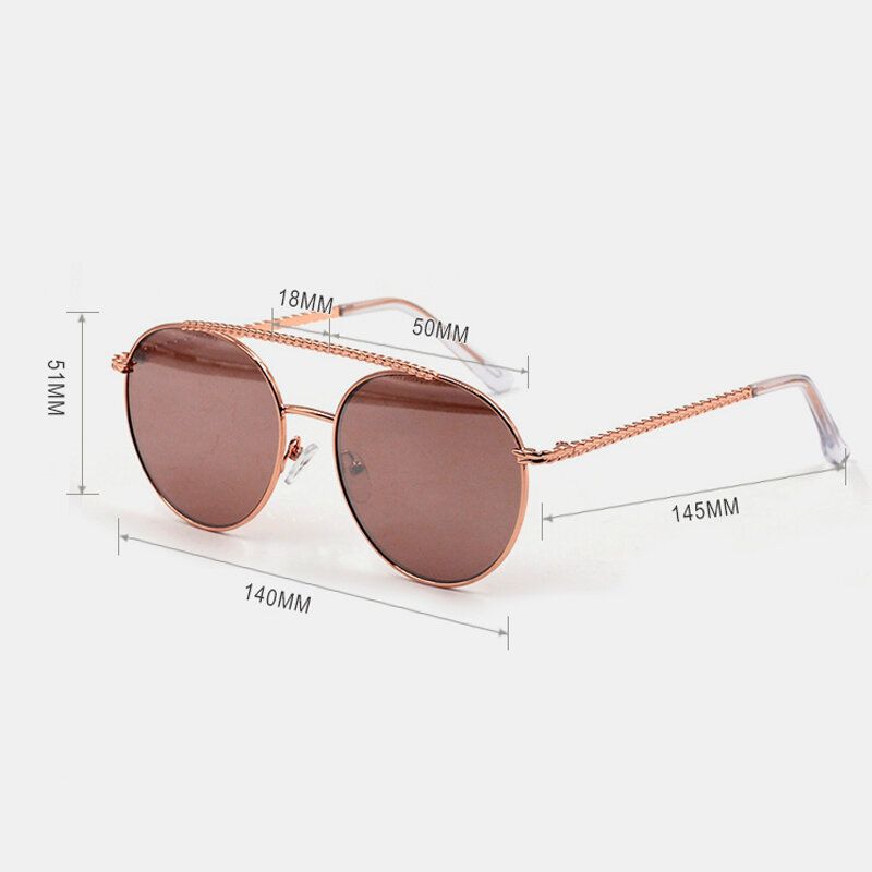 Gafas De Sol De Protección Uv Informales De Moda De Montura Completa De Metal Con Círculo Positivo Unisex