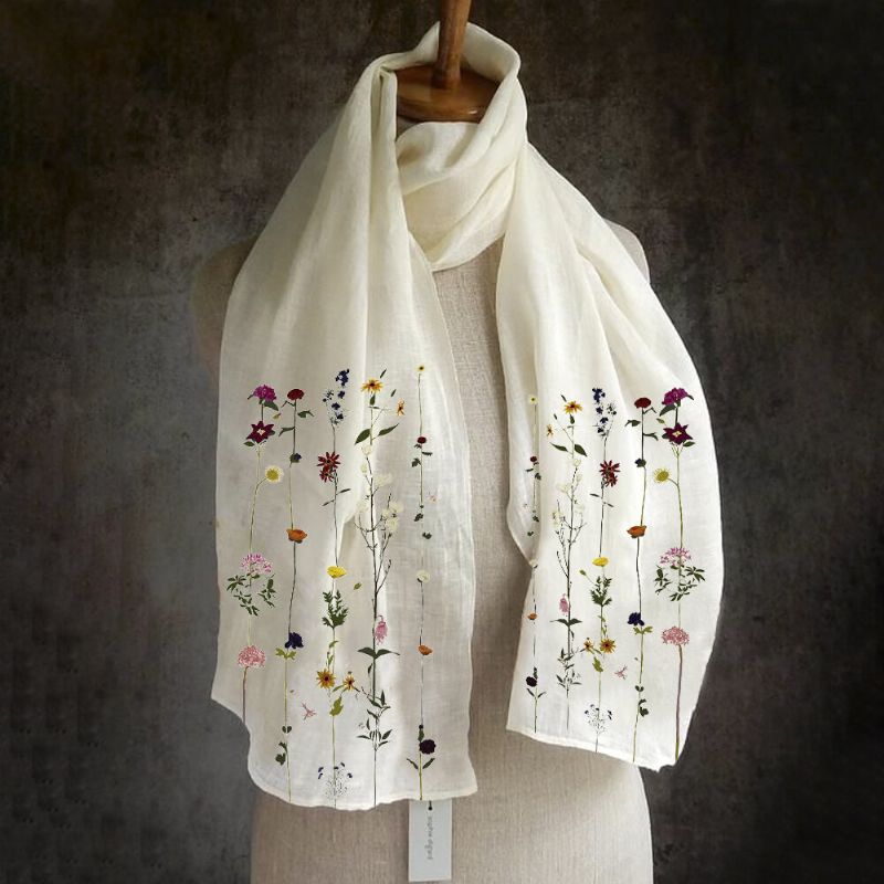 Chal De Bufanda Larga Elegante Con Estampado Floral Ligero Multiusos Para Mujer