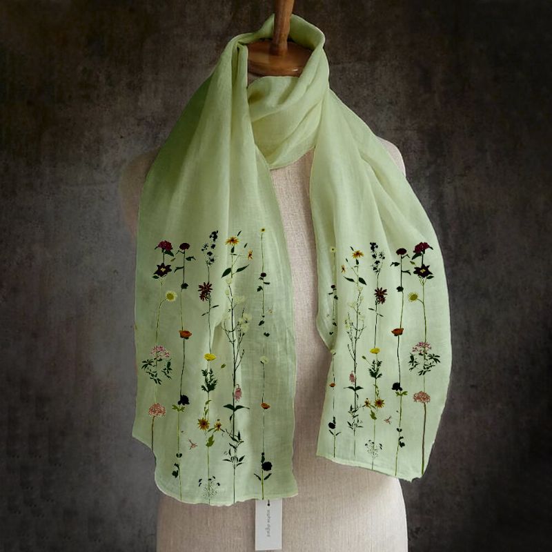 Chal De Bufanda Larga Elegante Con Estampado Floral Ligero Multiusos Para Mujer