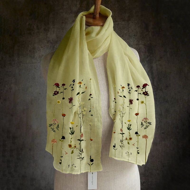 Chal De Bufanda Larga Elegante Con Estampado Floral Ligero Multiusos Para Mujer
