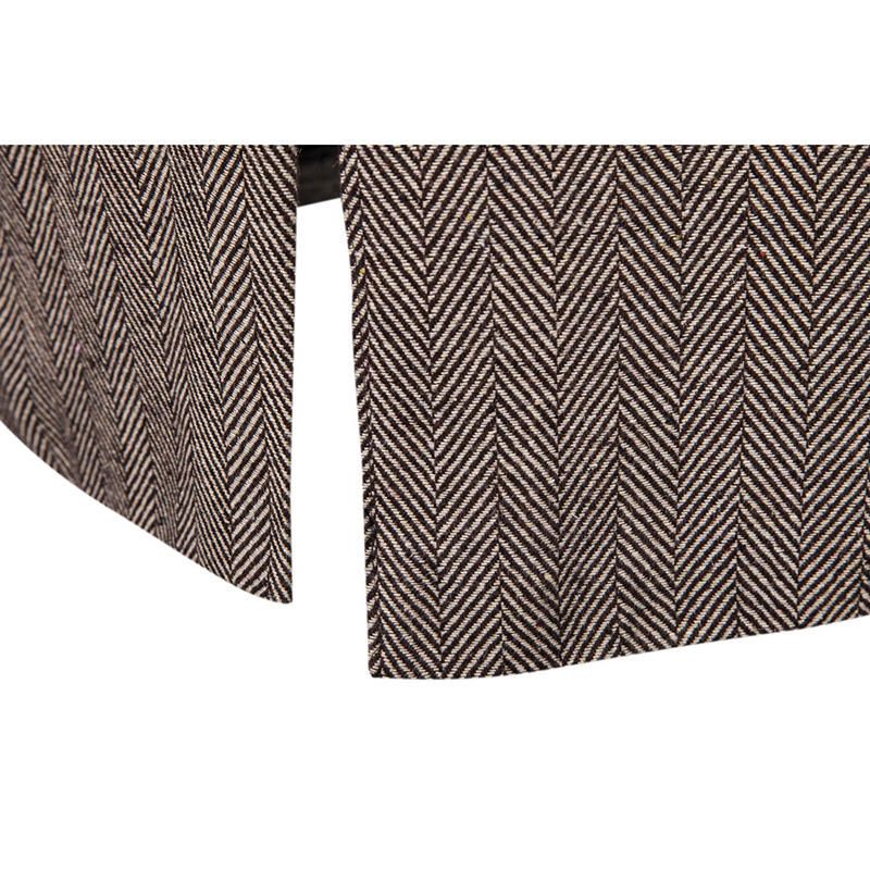 Abrigo Largo Medio Informal Grueso Con Cuello Alto Y Botones Vintage Para Hombre