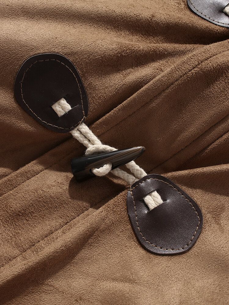 Abrigos De Taggle De Manga Larga Con Forro Polar Cálido De Color Sólido Vintage Para Hombre
