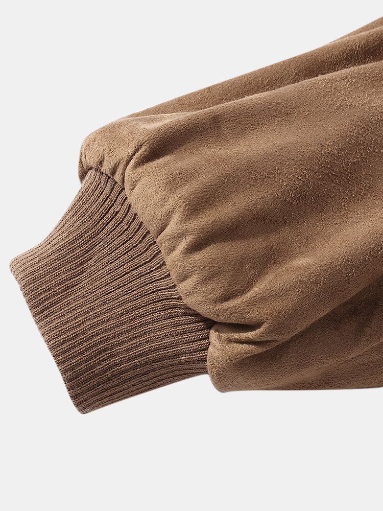 Abrigos De Taggle De Manga Larga Con Forro Polar Cálido De Color Sólido Vintage Para Hombre