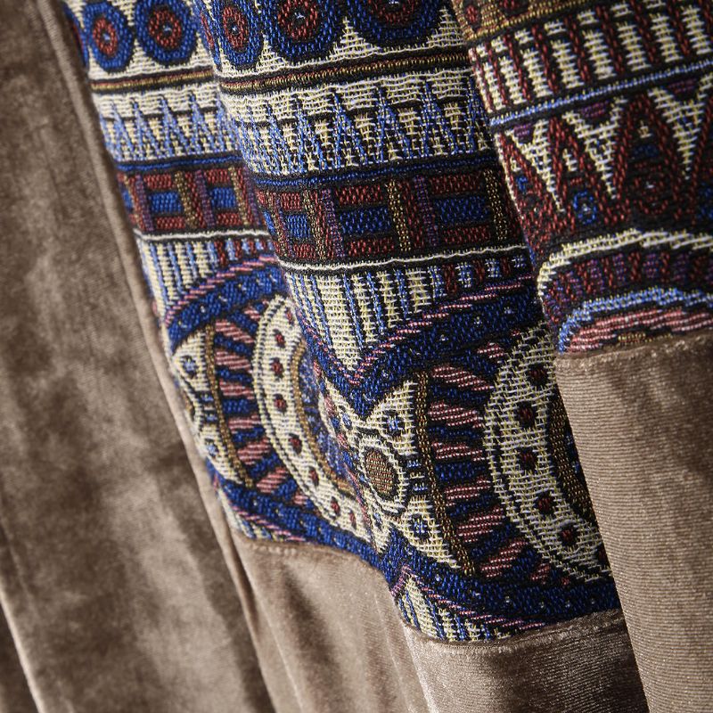 Chaqueta Vintage De Terciopelo Con Costura De Patrón Étnico Para Hombre
