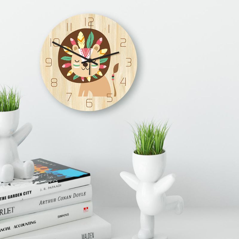 Cc029 Reloj De Pared Con Patrón De León Creativo Reloj De Pared Silencioso Reloj De Pared De Cuarzo Para Decoraciones De Oficina En Casa