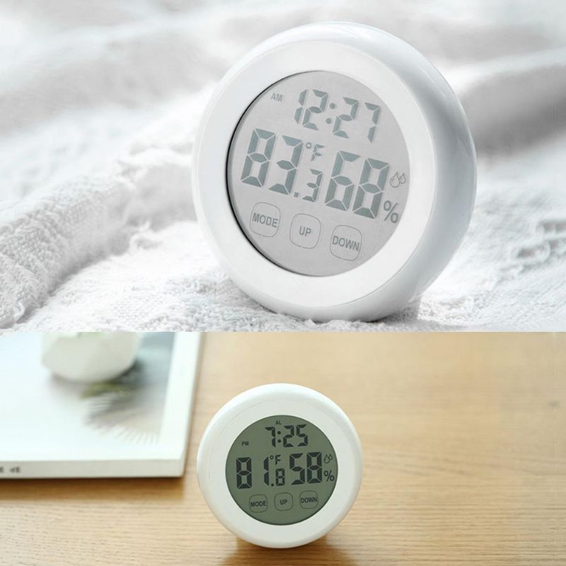 Reloj Despertador Led Digital Eléctrico Con Control De Pantalla Táctil Termómetro Higrómetro Reloj De Oficina De Escritorio Multifuncional