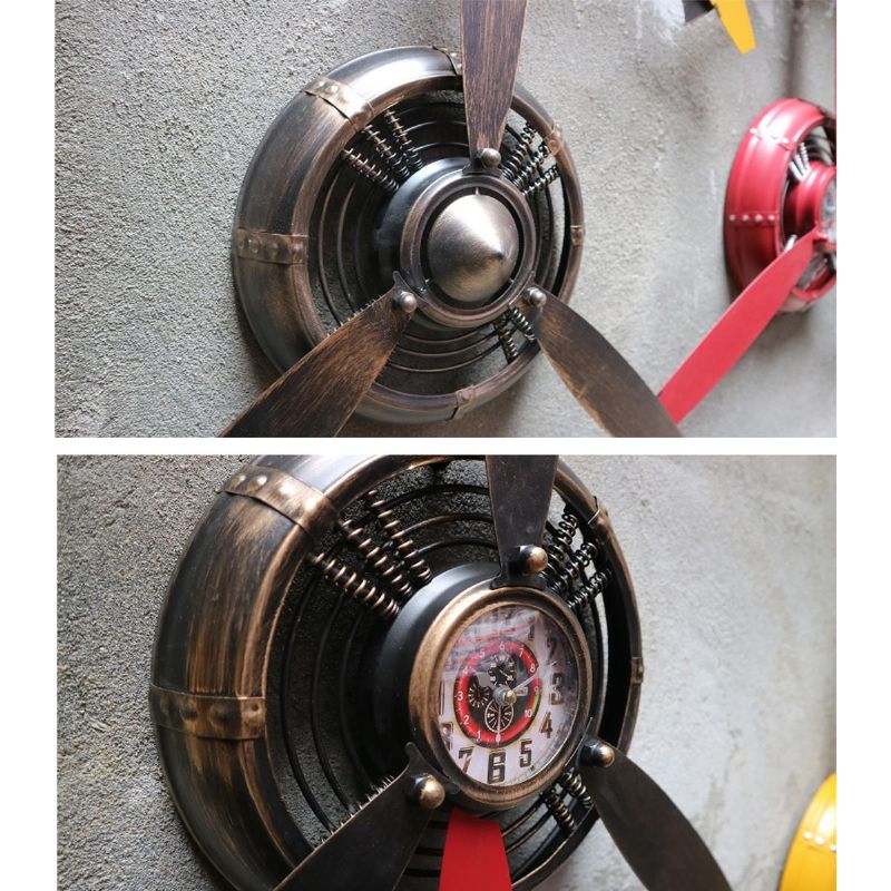 Reloj De Pared De Hélice De Avión Vintage Decoraciones De Adorno De Dormitorio Antiguo Colgante De Metal