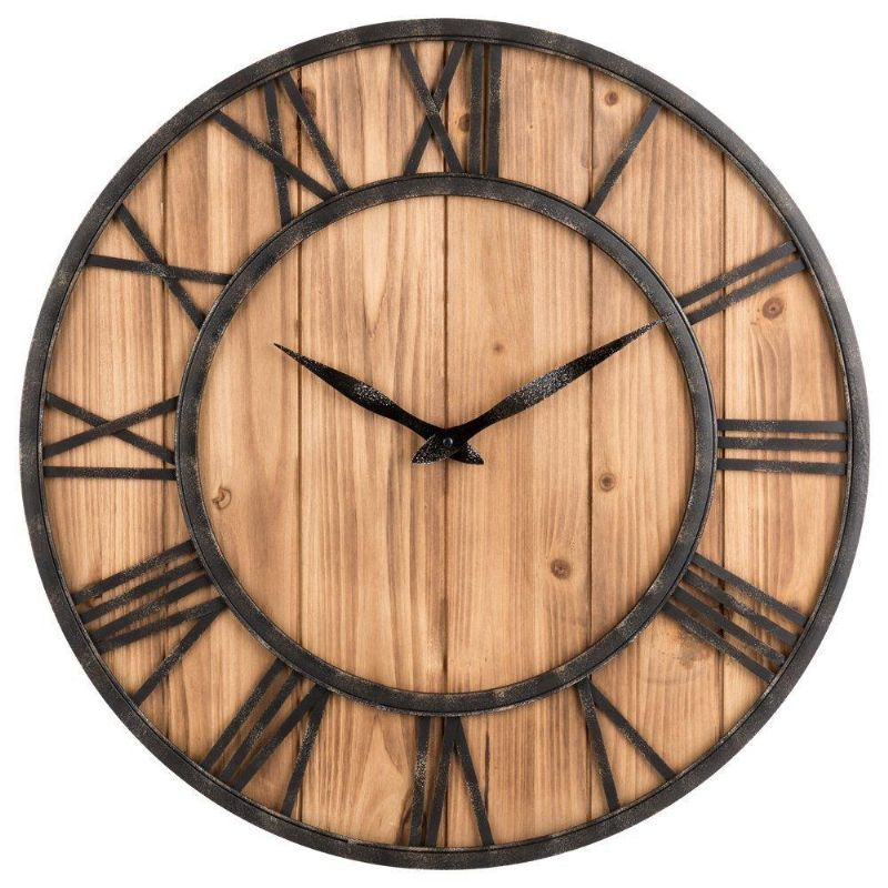 Reloj De Pared De Madera Silencioso Redondo Creativo Reloj Decorativo Para Decoración Del Hogar De La Sala De Estar