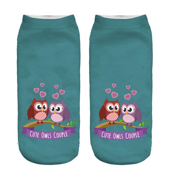 Calcetines Con Estampado De Animales De Búho 3d Harajuku Para Mujer Calcetines De Tobillo De Corte Bajo Transpirables De Buen Estiramiento