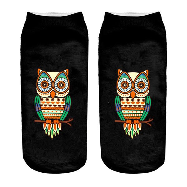 Calcetines Con Estampado De Animales De Búho 3d Harajuku Para Mujer Calcetines De Tobillo De Corte Bajo Transpirables De Buen Estiramiento