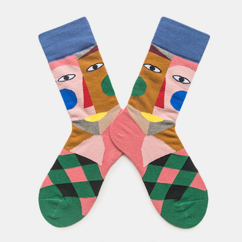 Calcetines De Otoño E Invierno De Pareja Color Art Tide Calcetines De Calle De Moda De Payaso Abstracto