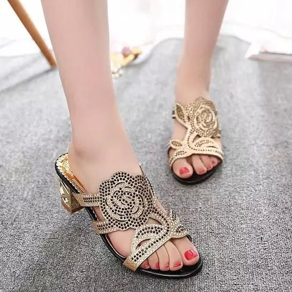 Sandalias De Playa Transpirables De Verano Zapatos Elegantes Con Diamantes De Imitación Sandalias De Plataforma Sin Cordones
