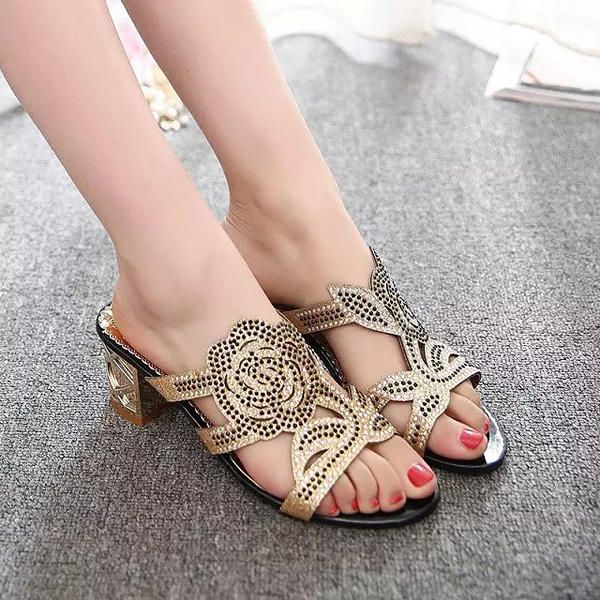 Sandalias De Playa Transpirables De Verano Zapatos Elegantes Con Diamantes De Imitación Sandalias De Plataforma Sin Cordones