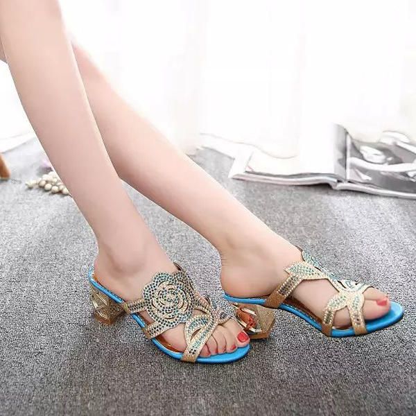 Sandalias De Playa Transpirables De Verano Zapatos Elegantes Con Diamantes De Imitación Sandalias De Plataforma Sin Cordones